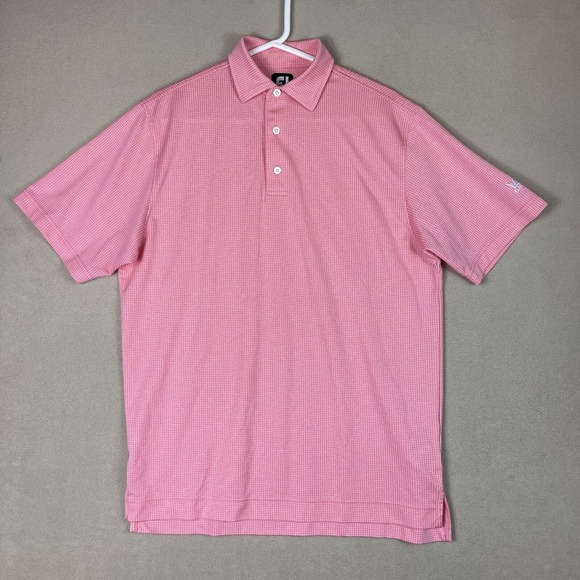 Footjoy Polo Shirt Mens Medium Pink Golfing Rugby Performance Logo Preppy Adult‎ - Picture 1 of 10